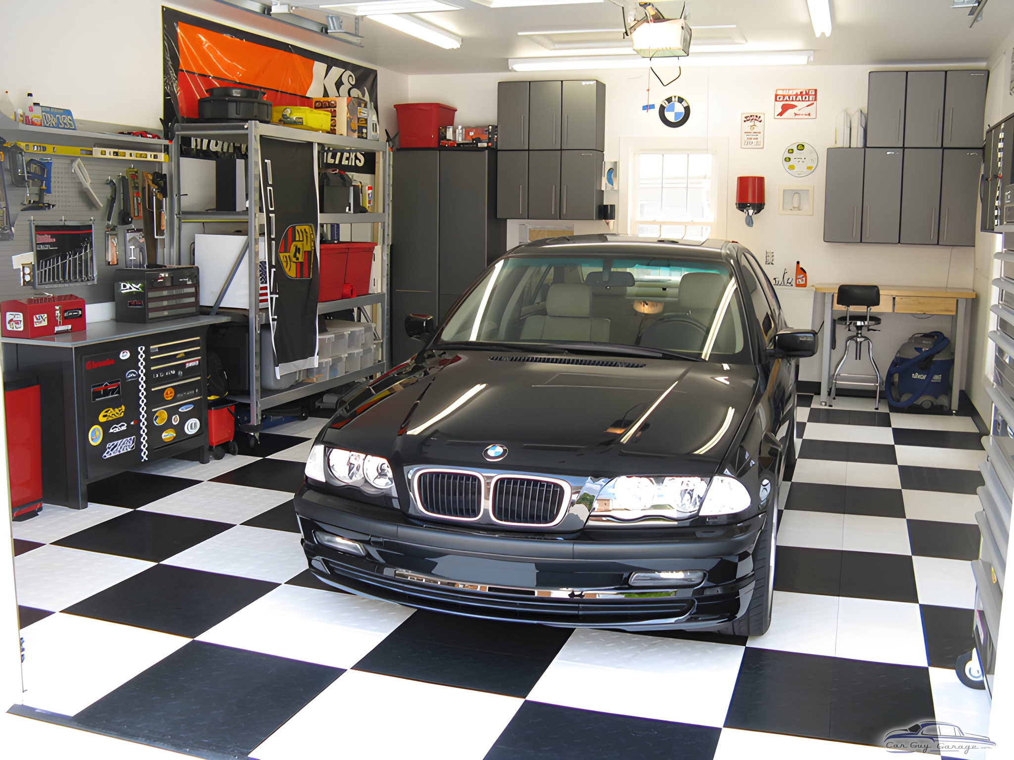 Organized Garage with Cabinets and BMW - Scott from Winston Salem, NC