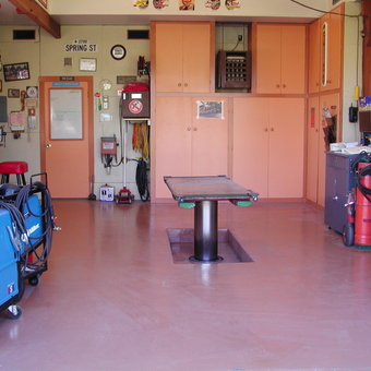 Organized garage with car lift and tool storage - EARLE from ST. HELENA, CALIFORNIA