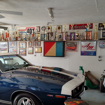 Classic AMC Car, Trophies, and Wall Decor in Garage - AMXAL from SANDWICH, IL