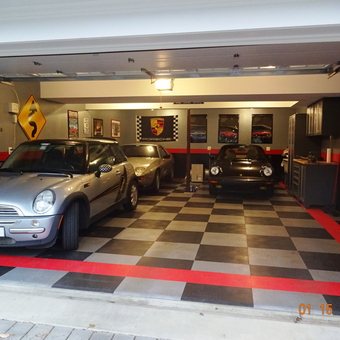 Checkered Garage Flooring and Metal Cabinets - Todd from Arlington, VA