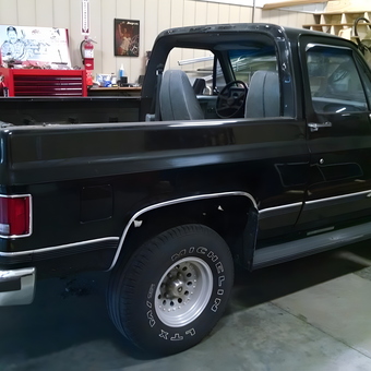 Classic Chevy Blazer in organized garage workspace - Jay from Pembroke, Massachusetts