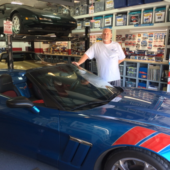 Corvette Garage Display with Car Lift and Collectibles - Vander's Vettes from Panama City, FL