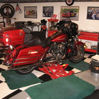 Motorcycle Lift and Tool Storage in Custom Garage - Tony Scott from New Lenox, IL