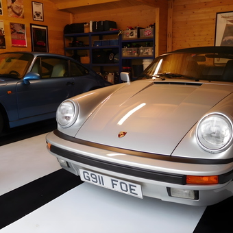 Classic Porsche Garage with Storage Racks and Posters - Sean from Rochester, Kent