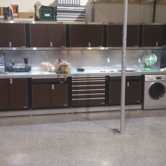 Modern Garage Cabinets and Workbench Setup - Old Fart's Garage from Solana Beach, California