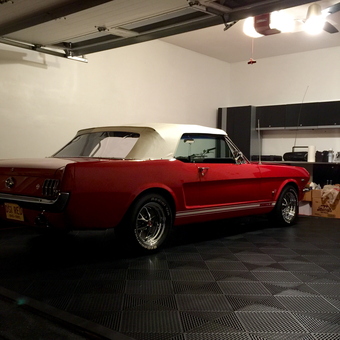 Classic red Mustang and garage cabinets - Don from Marysville, OHIO