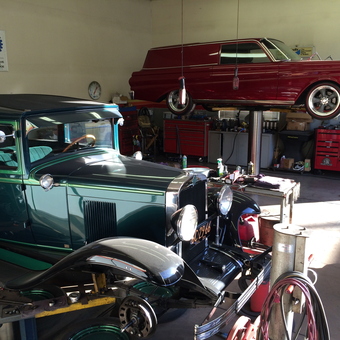 Classic Cars in Organized Garage with Tool Chests - MrT from Tustin, Ca