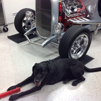 Classic Hot Rod, Chrome Rims, and Dog in Garage - Tim from Indianapolis, Indiana