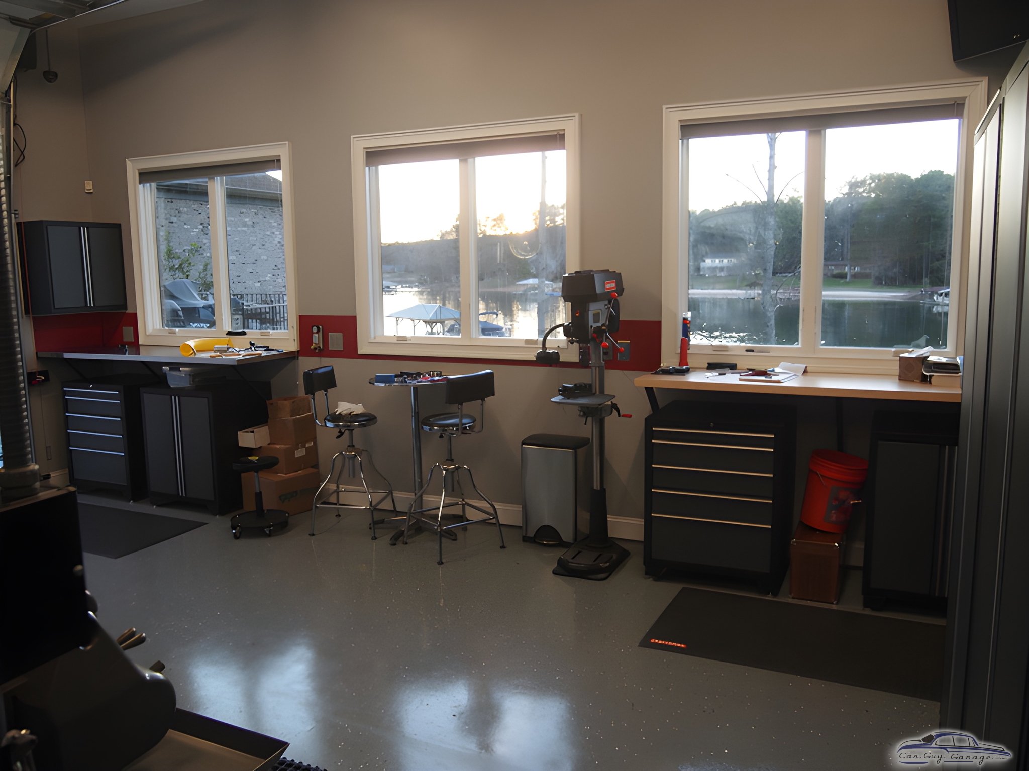 Modern garage with tool cabinets and stools - David from Moorseville, NC