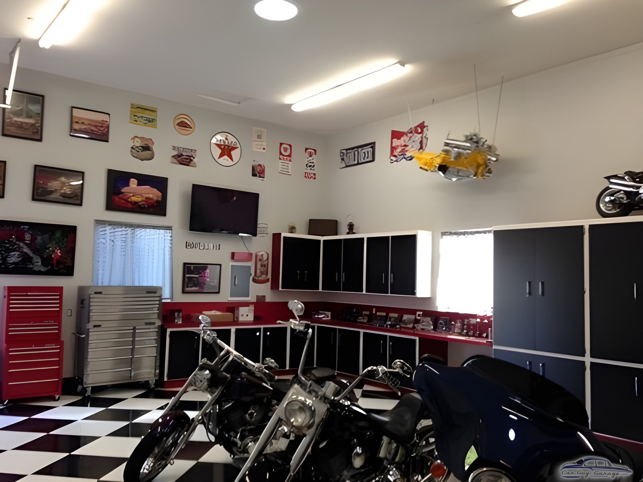 Custom Garage with Cabinets, Tool Chests, and Motorcycles - Lenny from Alpine, CA