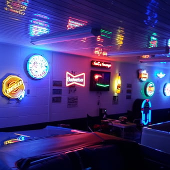 Garage with Neon Signs and Wall Decor - Limey Trucker London from Basildon, Essex United Kingdom