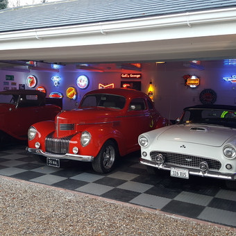 Classic Cars and Neon Garage Signs Display - Limey Trucker London from Basildon, Essex United Kingdom