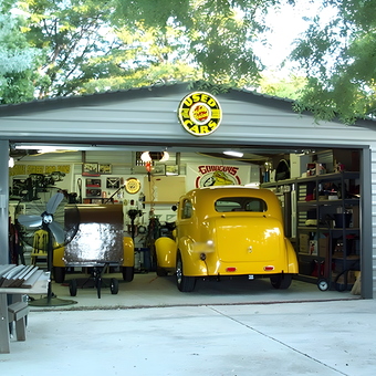 Classic car garage with vintage signs and tools - Jim Colwell from Amarillo, TX