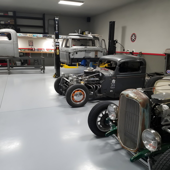 Hot rod garage with car lifts and project cars - Will from Redmond, Oregon
