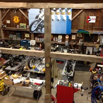 Motorcycle Workshop with Tools and Decor - Team Slideways