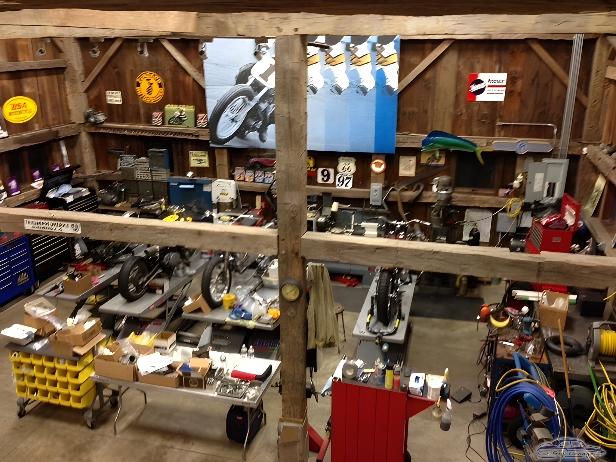 Motorcycle Workshop with Tools and Decor - Team Slideways