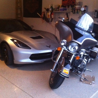 Silver Corvette and Touring Motorcycle in Organized Garage - Richard Cooke from Smyrna, DE