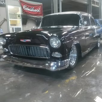 Classic Chevy in Garage with Edelbrock Banner - Mopar Mike from Phx, AZ