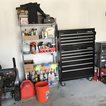 Organized garage with tool chest and shelving - Shaun from Swansea, MA