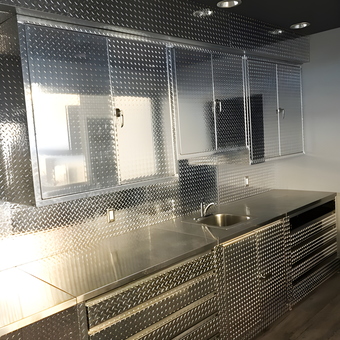 Diamond Plate Garage Cabinets with Sink and Drawers - Diamond Plate Cabinets