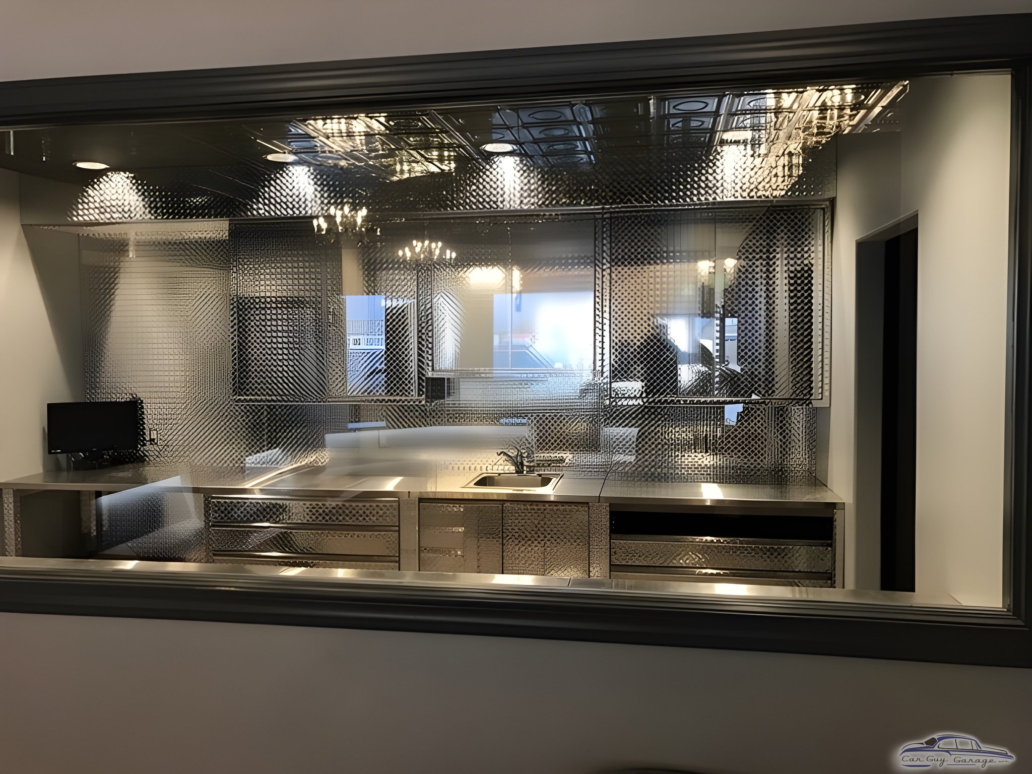 Modern Garage With Diamond Plate Cabinets and Workstation - Diamond Plate Cabinets