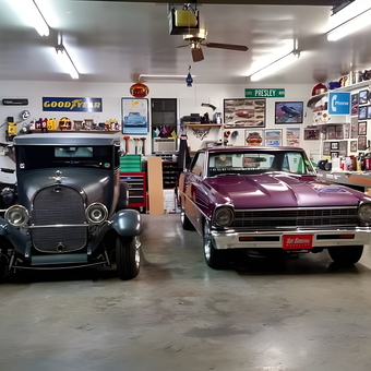 Classic car garage with tools and wall decor - Steve from Millington, TN