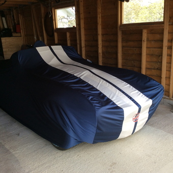 Car with Blue and White Cover in Wooden Garage - ac_427_sc from Notteroy, Norway, Vestfold