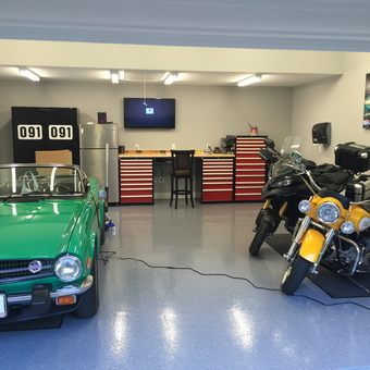 Organized Garage with Tool Cabinets and Motorcycles - Gene from Indianapolis, IN