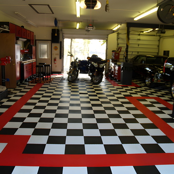 Checkered Tile Garage Flooring With Motorcycles - Michael from Newburgh, IN