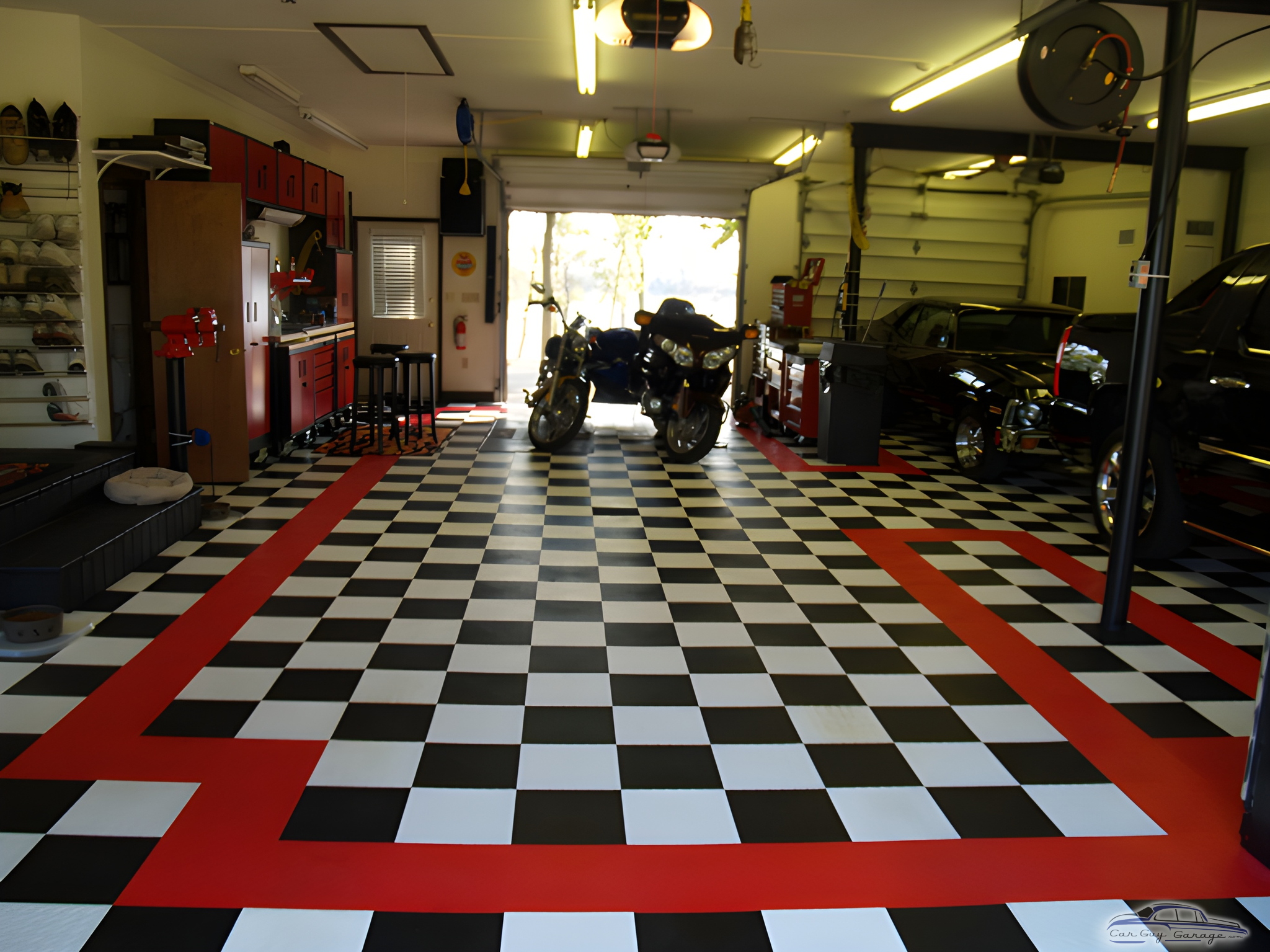 Checkered Tile Garage Flooring With Motorcycles - Michael from Newburgh, IN