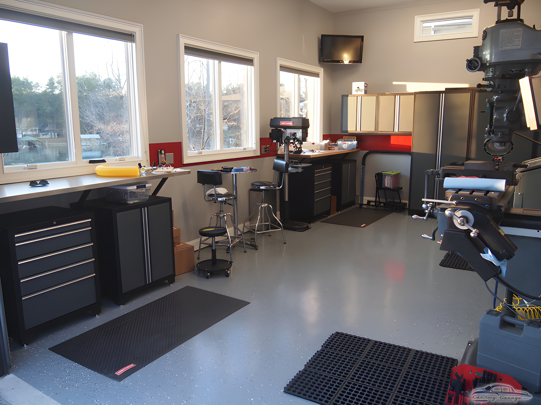 Organized garage with tool cabinets and workbenches - David from Moorseville, NC