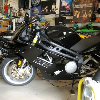 Motorcycle Garage With Tools, Posters, and Gear - Scott K Braman from Niskayuna, NY