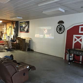 Garage Theater With Recliners and Barn Decor - Kmitch from Joliet, Illinois