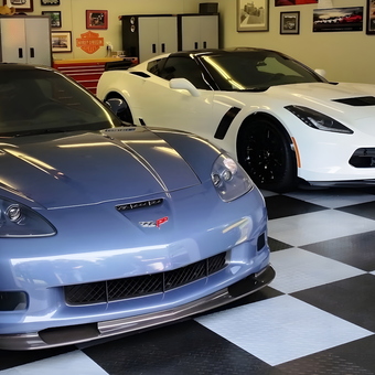 Garage with Corvettes, Cabinets, and Tile Floor - Corvette from North Andover, MA