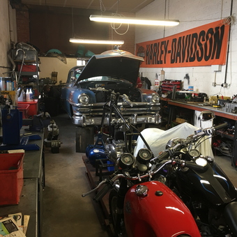 Classic Car and Motorcycles in Vintage Garage Workshop - Bruce Renfrew from Leicester, Leicestershire