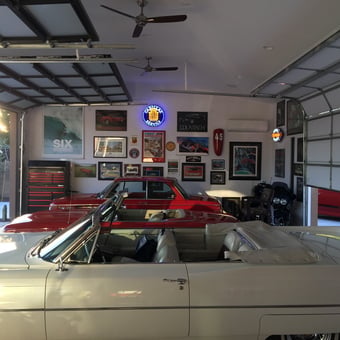 Classic Cars, Tool Chest, and Wall Art in Home Garage - Steve from Scottsdale, AZ