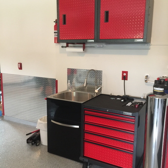 Red Diamond Plate Cabinets and Tool Chest Garage Setup - Nitram from Noblesville, Indiana