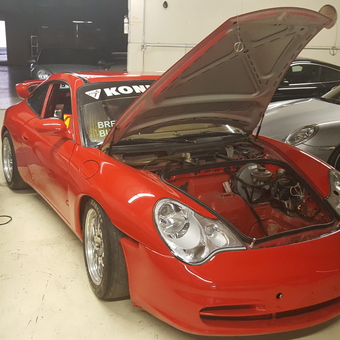Red Porsche With Open Hood in Garage - rtracer from Woodinville, WA