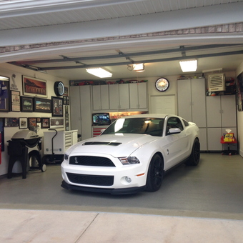 Organized Garage with White Mustang and Vintage Decor - Bruce from Eden Prairie, Mn