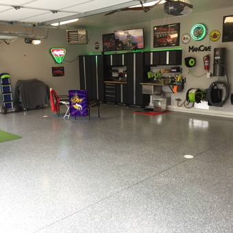 Organized Garage with Cabinets and Neon Signs - Daniel from South Dakota