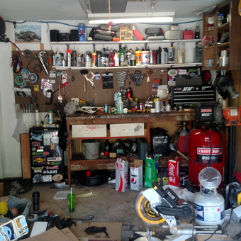Organized Workbench with Tools and Craftsman Air Compressor - Thomas Lucasiewicz from Toms River, New Jersey