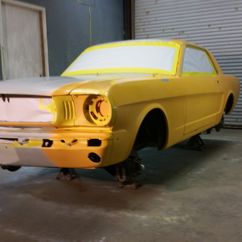 Classic Car Restoration in Progress with Yellow Paint - Shannon from Moss Point, Mississippi