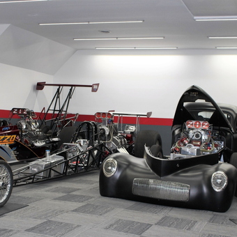 Dragsters and Classic Hot Rods in Modern Garage - Z