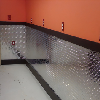 Diamond plate garage wall panels with orange paint - David from Eighty Four, PA
