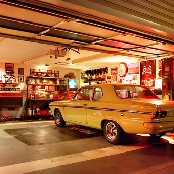 Classic car and retro garage decor with wall art - Dar from Georgetown, Ontario