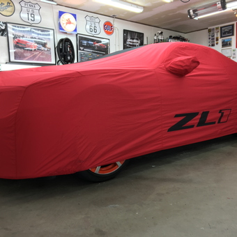 Red ZL1 Car Cover in Decorated Garage - Jazznurse from Pittsburgh, PA