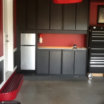 Modern garage with black cabinets and tool chest - John from Vernon, Bc