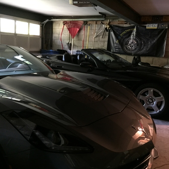 Corvettes and Motorcycle in Organized Garage - Gary from Pittsburgh, PA