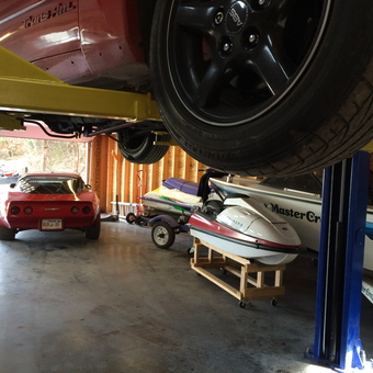 Garage Car Lift with Corvette and Boats - Clint from Arlington, Texas