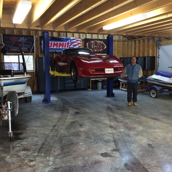 Spacious garage with car lift, boat, and jet ski - Clint from Arlington, Texas